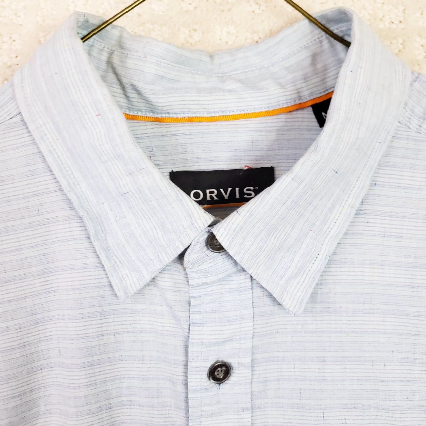 Orvis Orvis Button-Up Shirt M Heathered Blue Long Sleeve Embroidered Chest Pocket Multicolor Blended Cotton Size US M / EU 48-50 / 2 - 5 Thumbnail