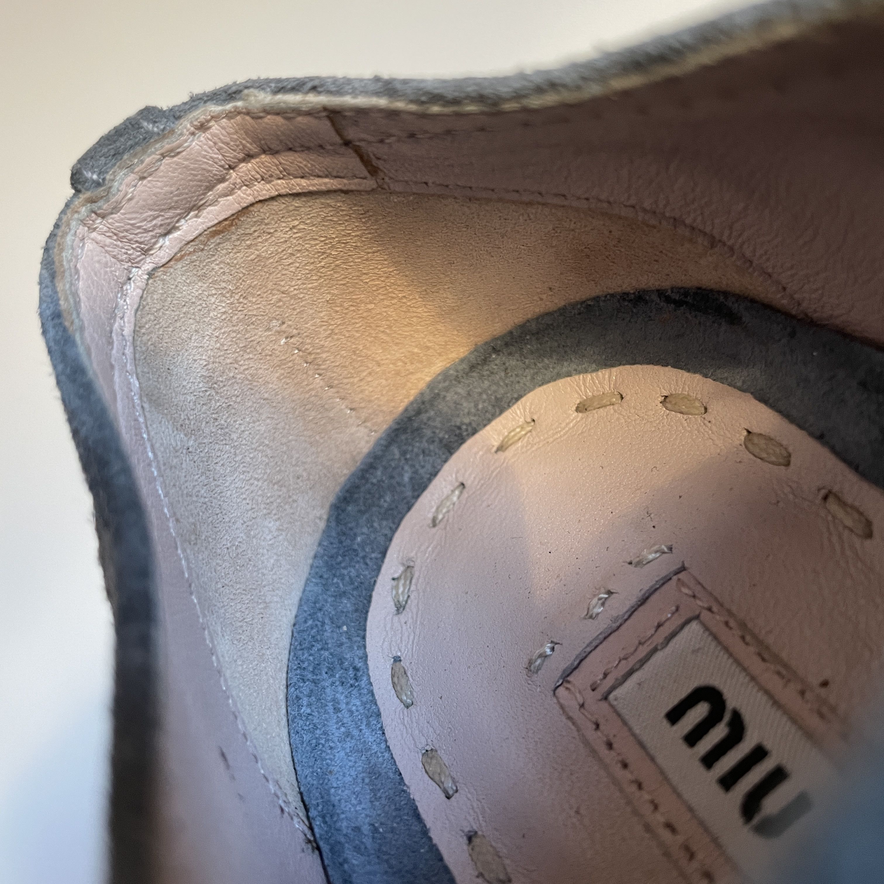 Miu Miu Miu Miu Grey Suede Studded Cap Toe Womens Sneakers Size US 7.5 / IT 37.5 - 12 Thumbnail