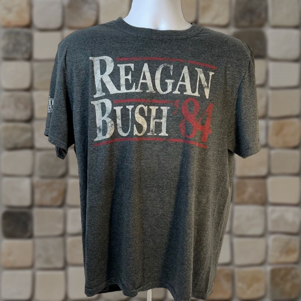 Gildan Reagan-Bush ‘84 Campaign Shirt Men Large Retro Republican Dark Heather Gray Shirt Mens Graphic Tee Size US L / EU 52-54 / 3 - 1 Thumbnail
