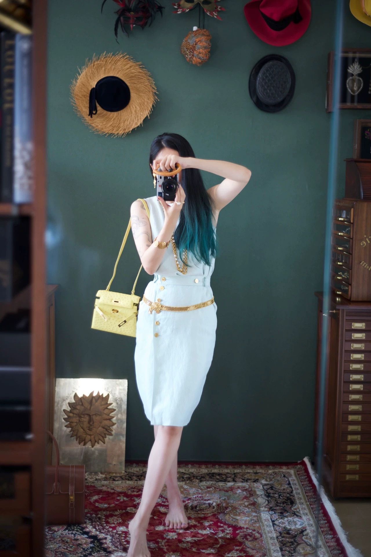 Chanel Chanel Vintage Ice Cream Blue Linen Skirt Set with Gold Buttons Size S / US 4 / IT 40 - 1 Thumbnail