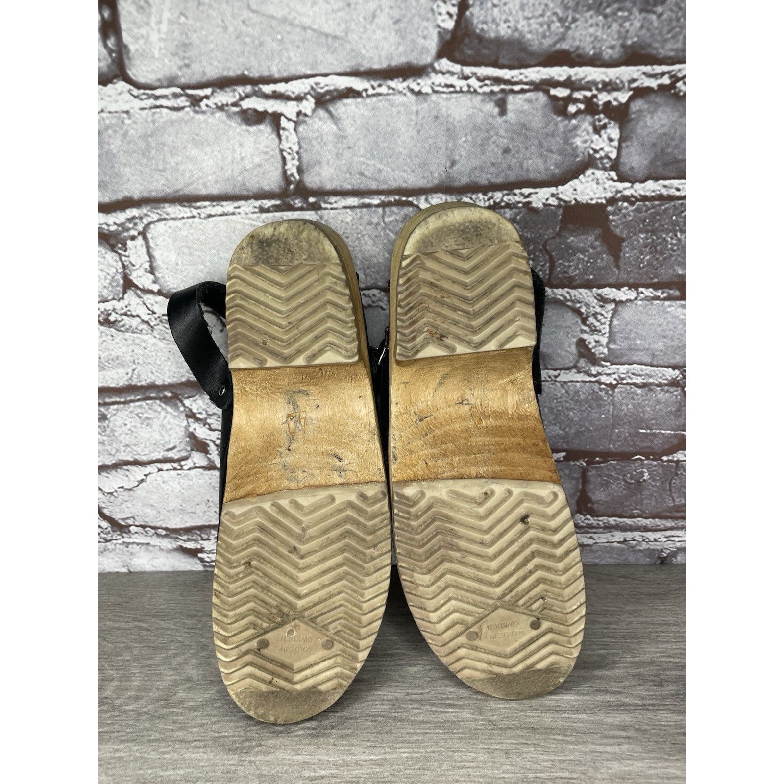 Miansai MIA Alma Swedish Black Leather Wooden Heel Strap Clogs Women Size US 9.5 / IT 39.5 - 16 Thumbnail