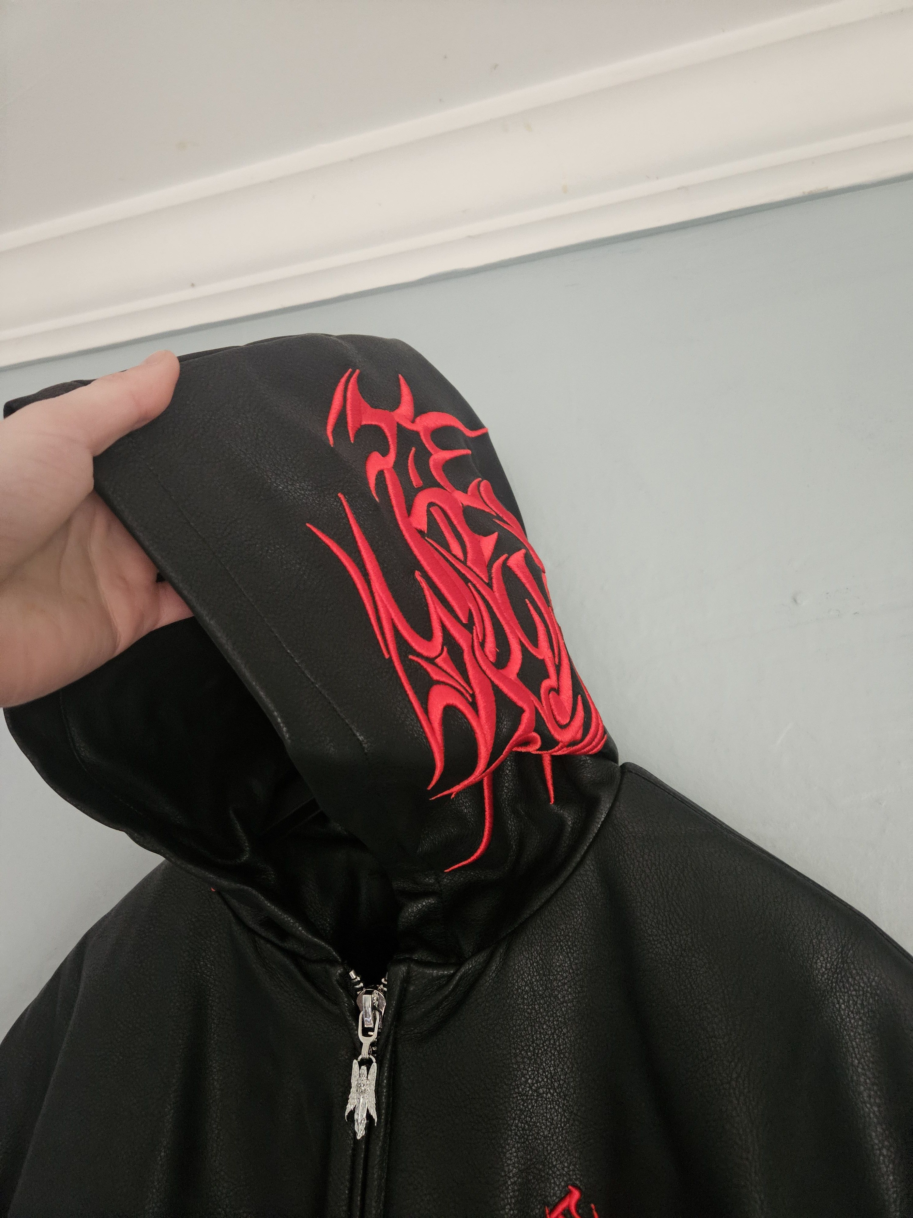 Revenge Revenge Embroidered Gothic Tribal Leather Bomber Jacket Size US XL / EU 56 / 4 - 7 Thumbnail