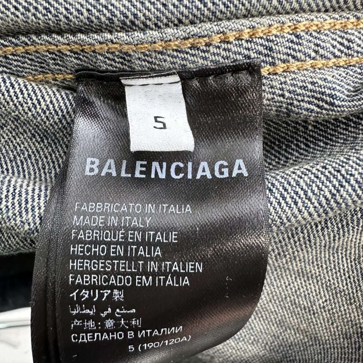 Balenciaga Balenciaga Rhinestone Burnt Logo Denim Jacket Size US XXL / EU 58 / 5 - 4 Thumbnail