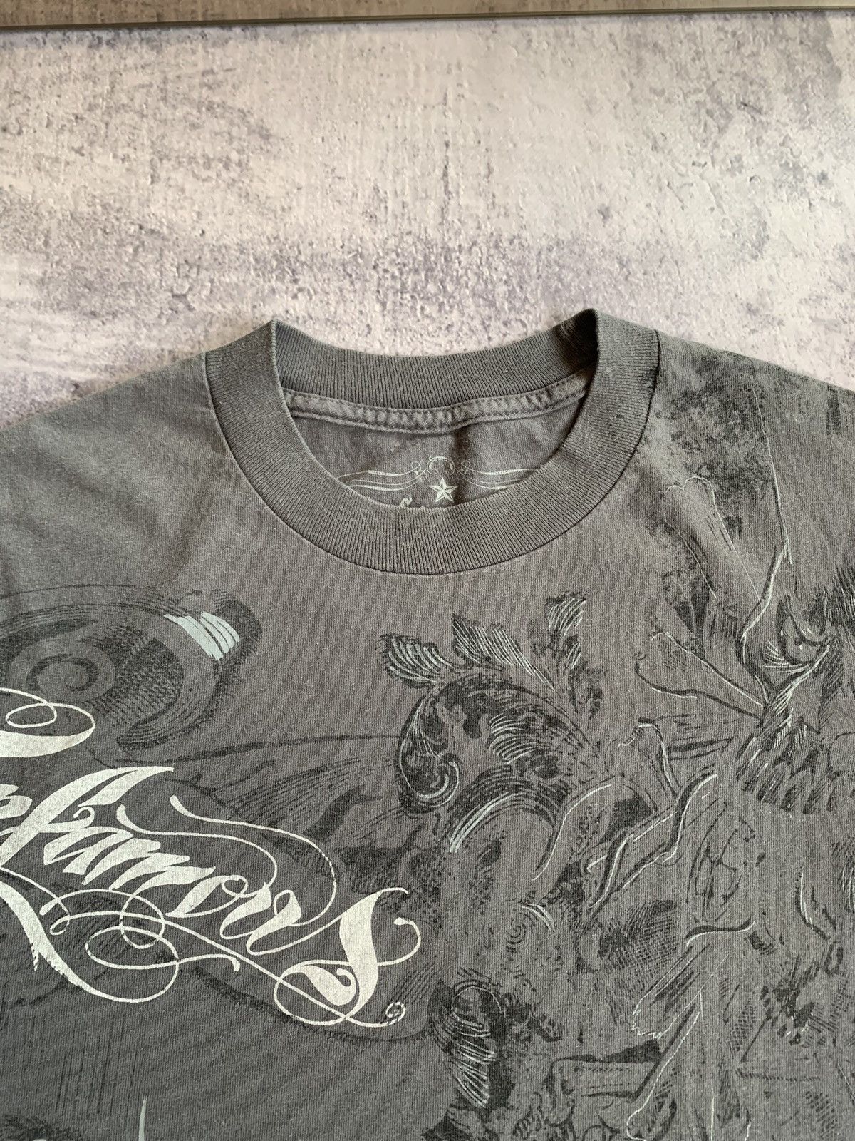 Vintage Infamous Grey Graphic Skull Cotton T-Shirt Men's L Size US L / EU 52-54 / 3 - 4 Thumbnail