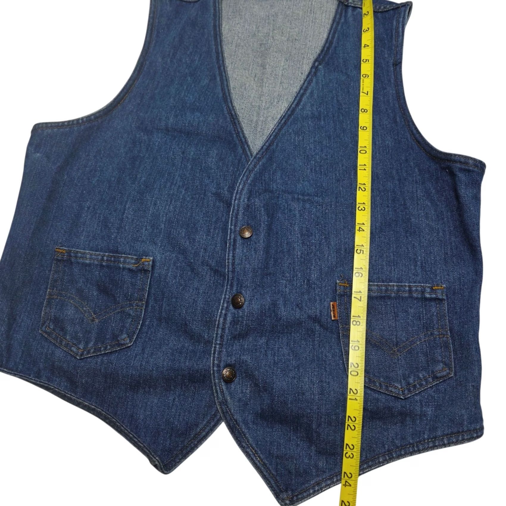 Levi's VINTAGE Levi's Orange Tab Denim Blue Jean Vest 70s 80’s Biker Large USA Shirt Size 36" / US 14 / IT 50 - 4 Thumbnail