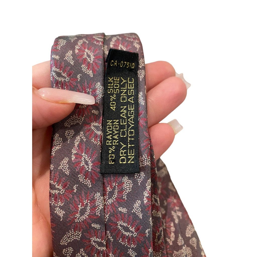 Giorgio Armani GIORGIO ARMANI Printed Floral Silk Tie Burgundy Size ONE SIZE - 3 Thumbnail