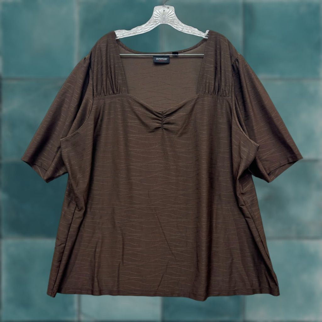 Avenue VINTAGE Avenue Plus Size Slinky Stretch Top 30W 32 Brown Boho Grunge Shirt Womens Size 4XL / US 24-26 - 1 Thumbnail