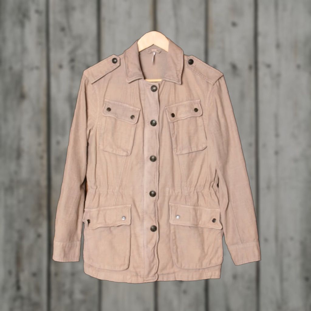 Free People FREE PEOPLE Not Your Brother's Surplus Jacket Shirt Women XS Khaki Rose Military Jacket - 100% Cotton, Solid, Button Zip, Excellent Condition Size XS / US 0-2 / IT 36-38 - 1 Thumbnail