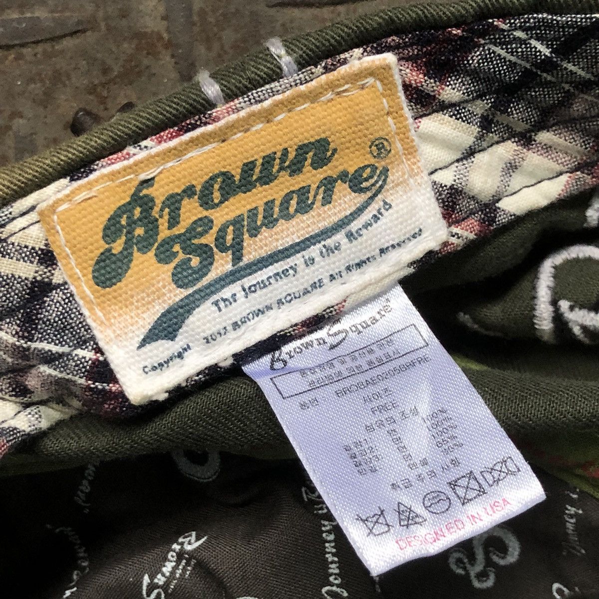 Japanese Brand Vintage Brown Square Sunfaded Distressed Hat Y2K Size ONE SIZE - 9 Thumbnail