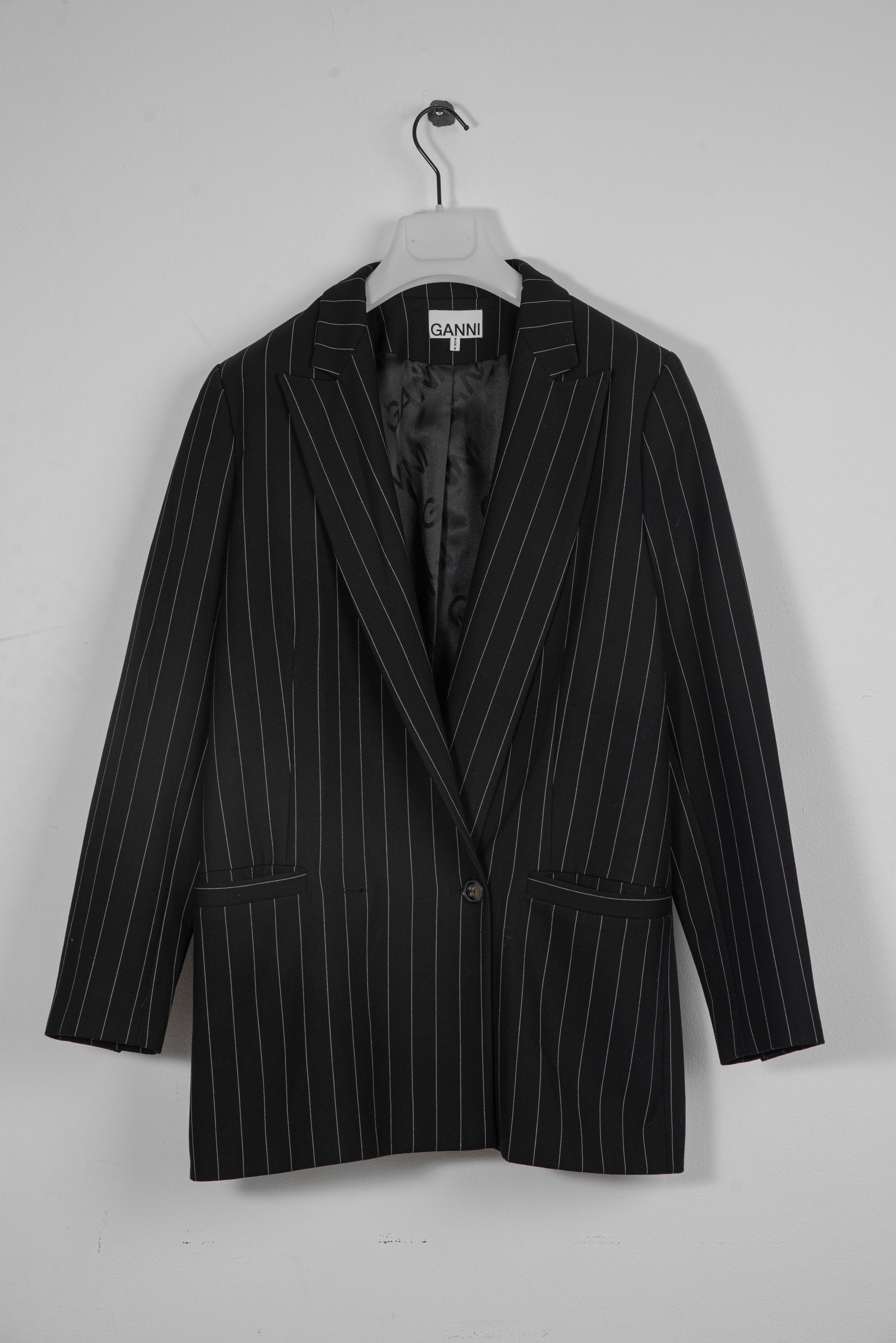 Ganni Ganni Black Striped Blazer Size L / US 10 / IT 46 - 1 Thumbnail