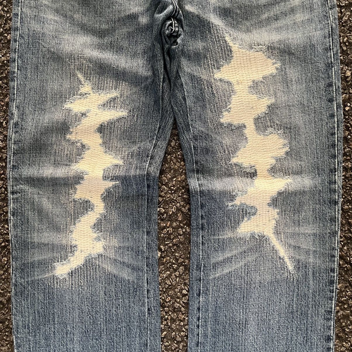 Hysteric Glamour Osaka Big Train Boro Mud Distressed Patchwork Denim Pants Size US 33 - 3 Thumbnail