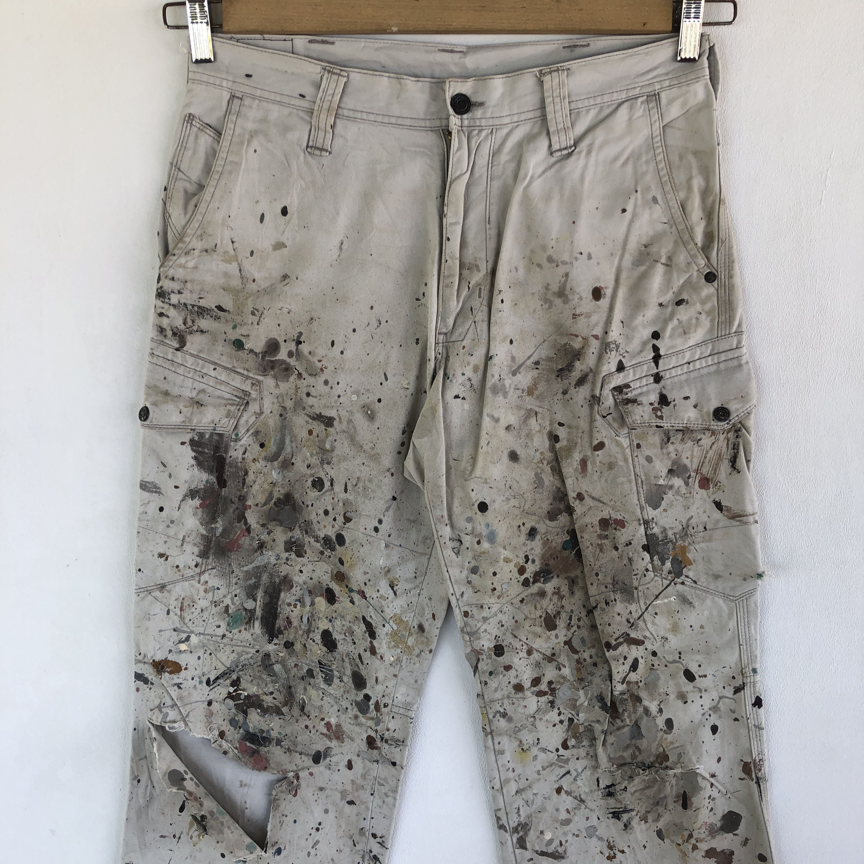 Japanese Brand Carpenter Cargo Pants Paint Splatter Multi Pockets Trousers Size US 30 / EU 46 - 3 Thumbnail