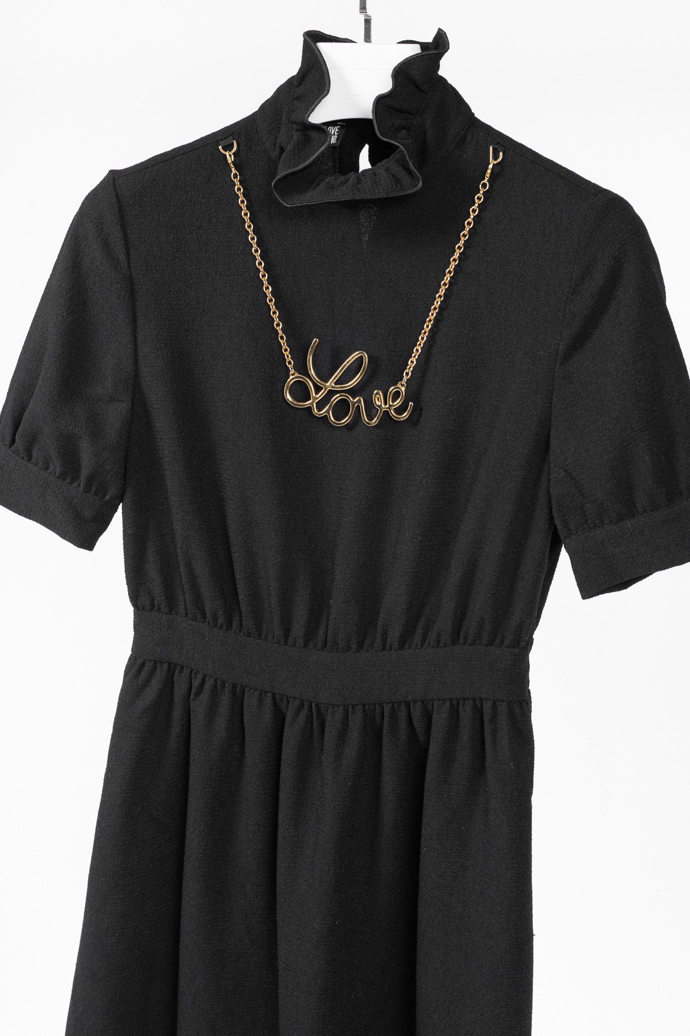 Love Moschino Love Moschino Black Crepe "Love"-Necklace Mini Dress Size S / US 4 / IT 40 - 3 Thumbnail