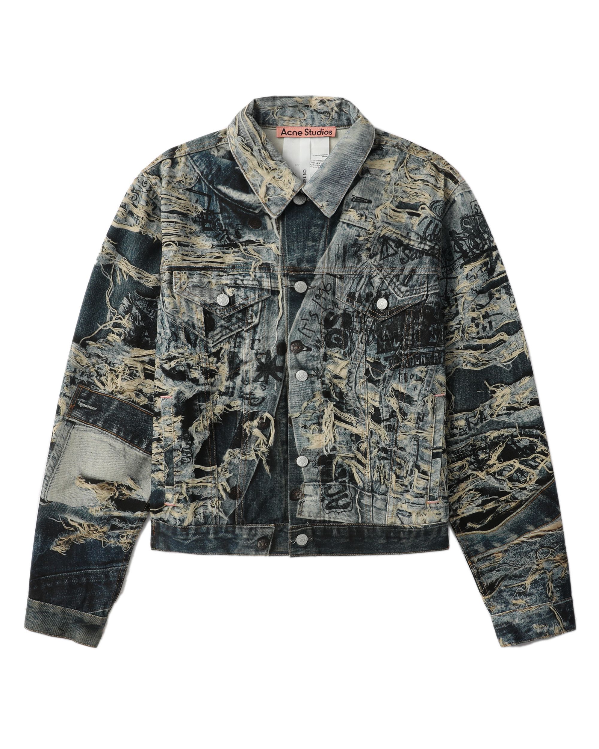 Acne Studios Acne Studios All-over Print Ripped Denim Jacket Size US S / EU 44-46 / 1 - 1 Thumbnail