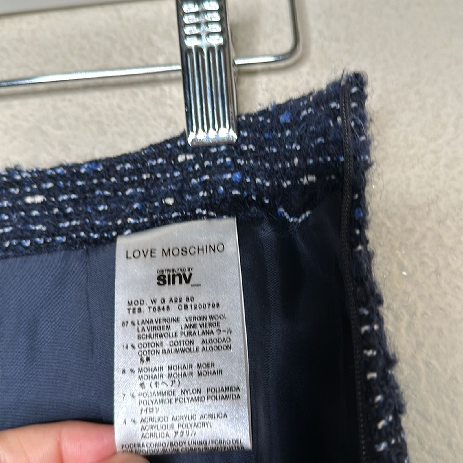 Love Moschino Love Moschino Wool Mohair Tweed Mini Skirt Blue Size 2/28 Size 28" / US 6 / IT 42 - 9 Thumbnail
