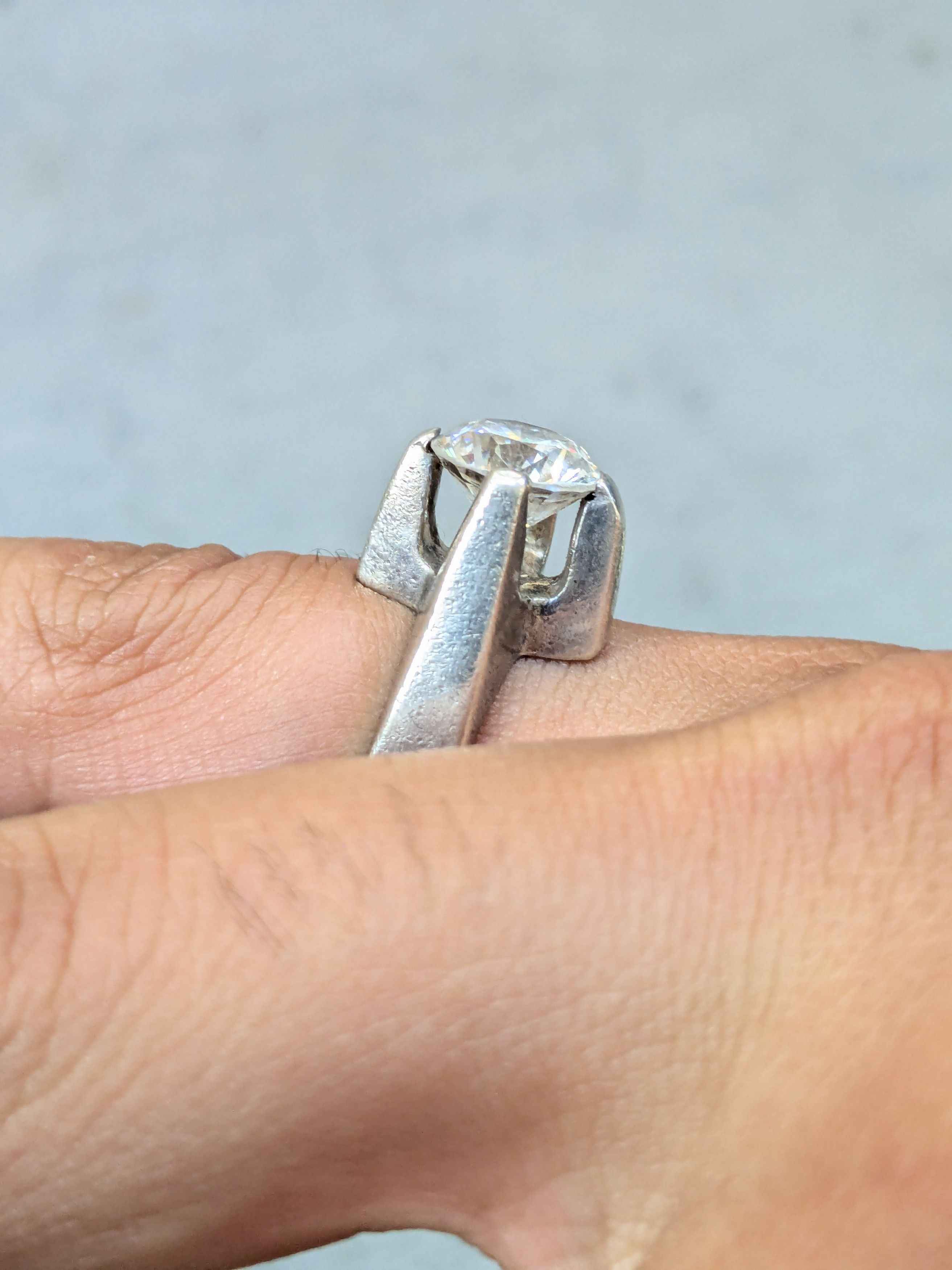 Jewelry Vintage Sterling Silver Ring CZ 7.5 Modern Avant Garde Size ONE SIZE - 12 Thumbnail