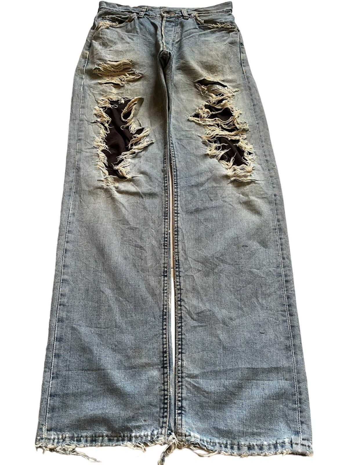 Japanese Brand × Lee Vintage Lee Japanese Selvedge Blue Wash Distress Baggy Jeans Size US 31 - 2 Thumbnail