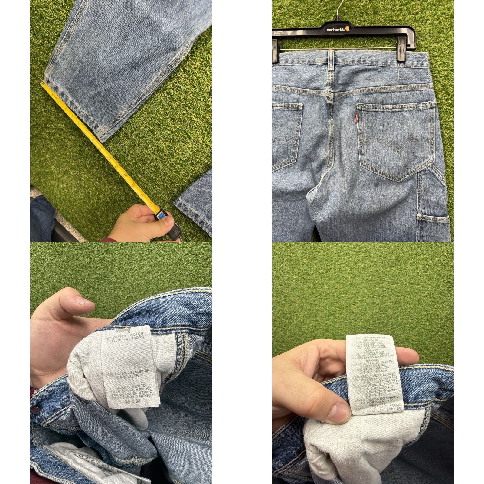 Levi's VINTAGE Levi's Carpenter Jeans Mens 34x34 Wide-Leg Relaxed Denim Blue 90s 00s USA Skater Size US 34 / EU 50 - 8 Thumbnail