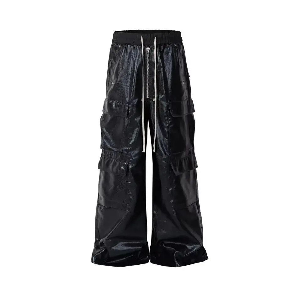 Japanese Brand Streetwear Baggy PU Leather Jeans Pants Size US 33 - 2 Thumbnail