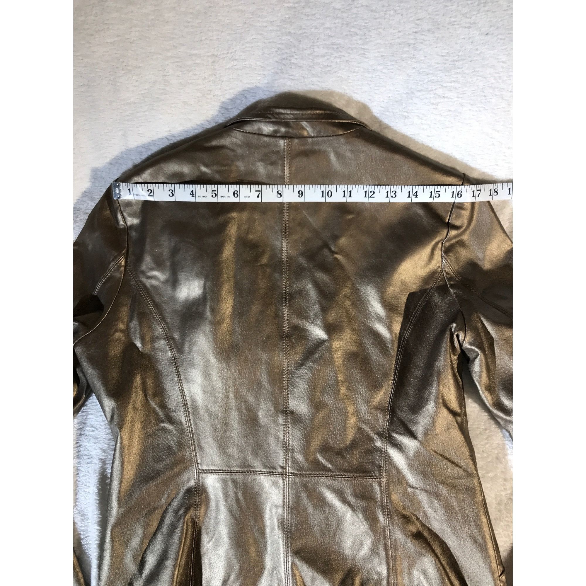 Vintage B by Bernardo Womens Metallic Full Zip Bronze Leather Jacket Size M / US 6-8 / IT 42-44 - 6 Thumbnail
