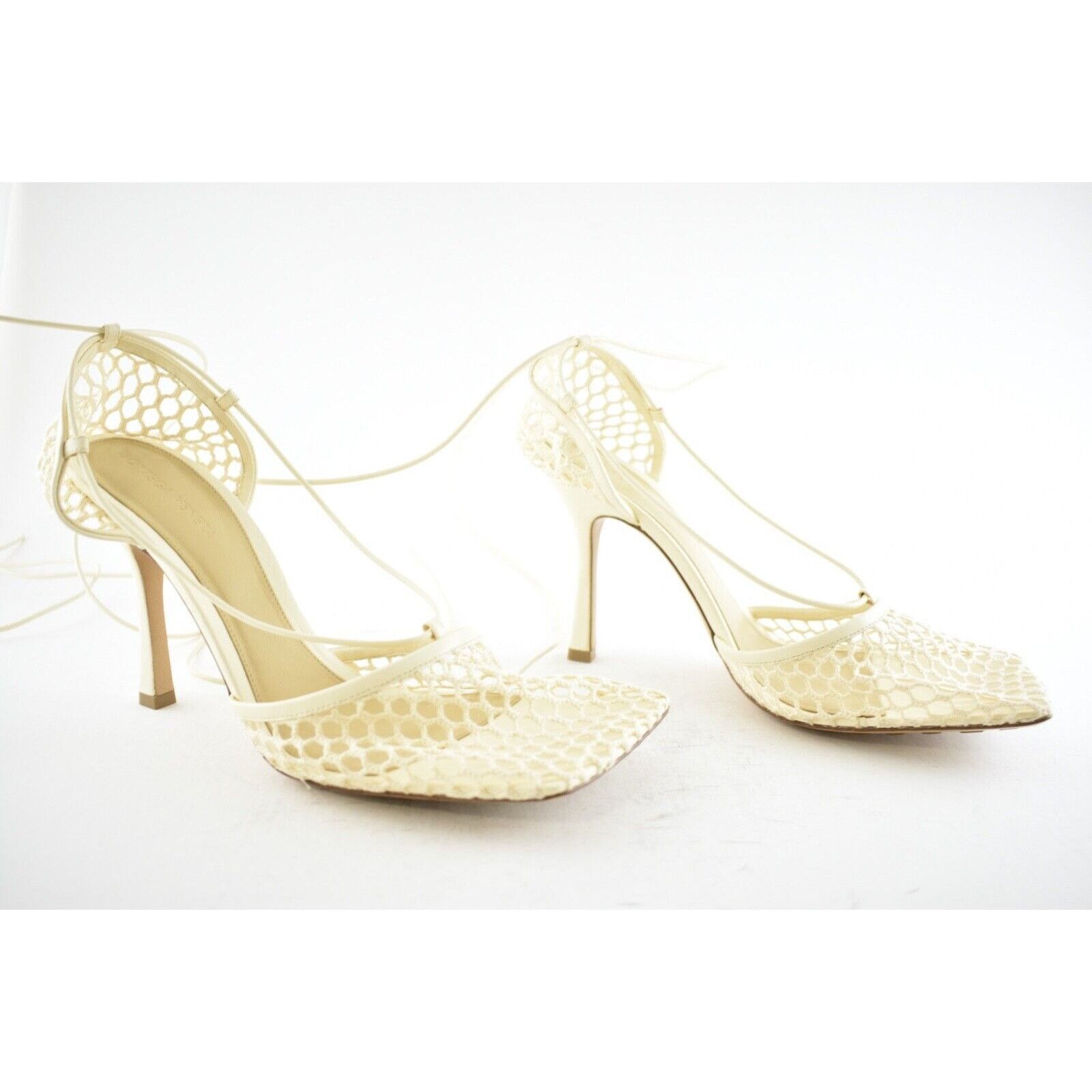Bottega Veneta Stretch Toile Square Toe Lace Up Tie Sandal Heel Pump 42 Size US 12 / IT 42 - 2 Thumbnail