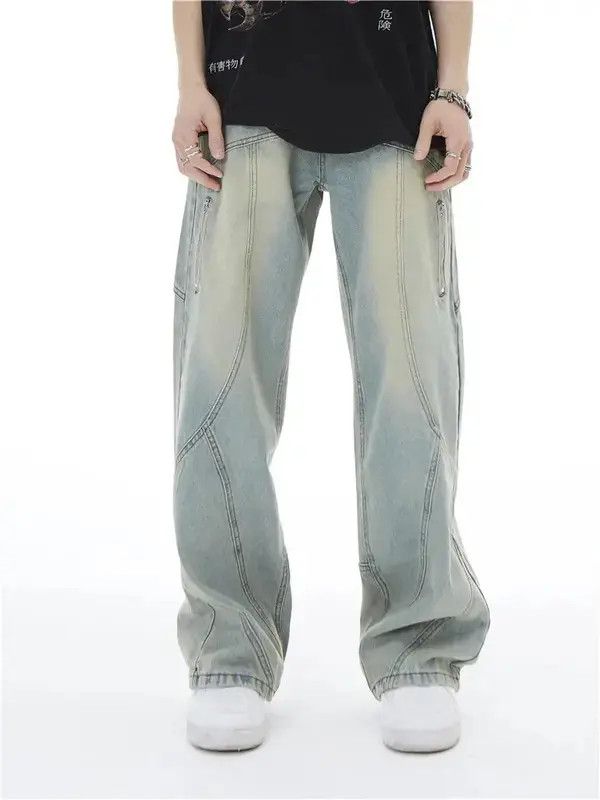 Designer × Japanese Brand × Jean Y2K Topstitched Straight-leg Jeans Size US 28 / EU 44 - 1 Thumbnail
