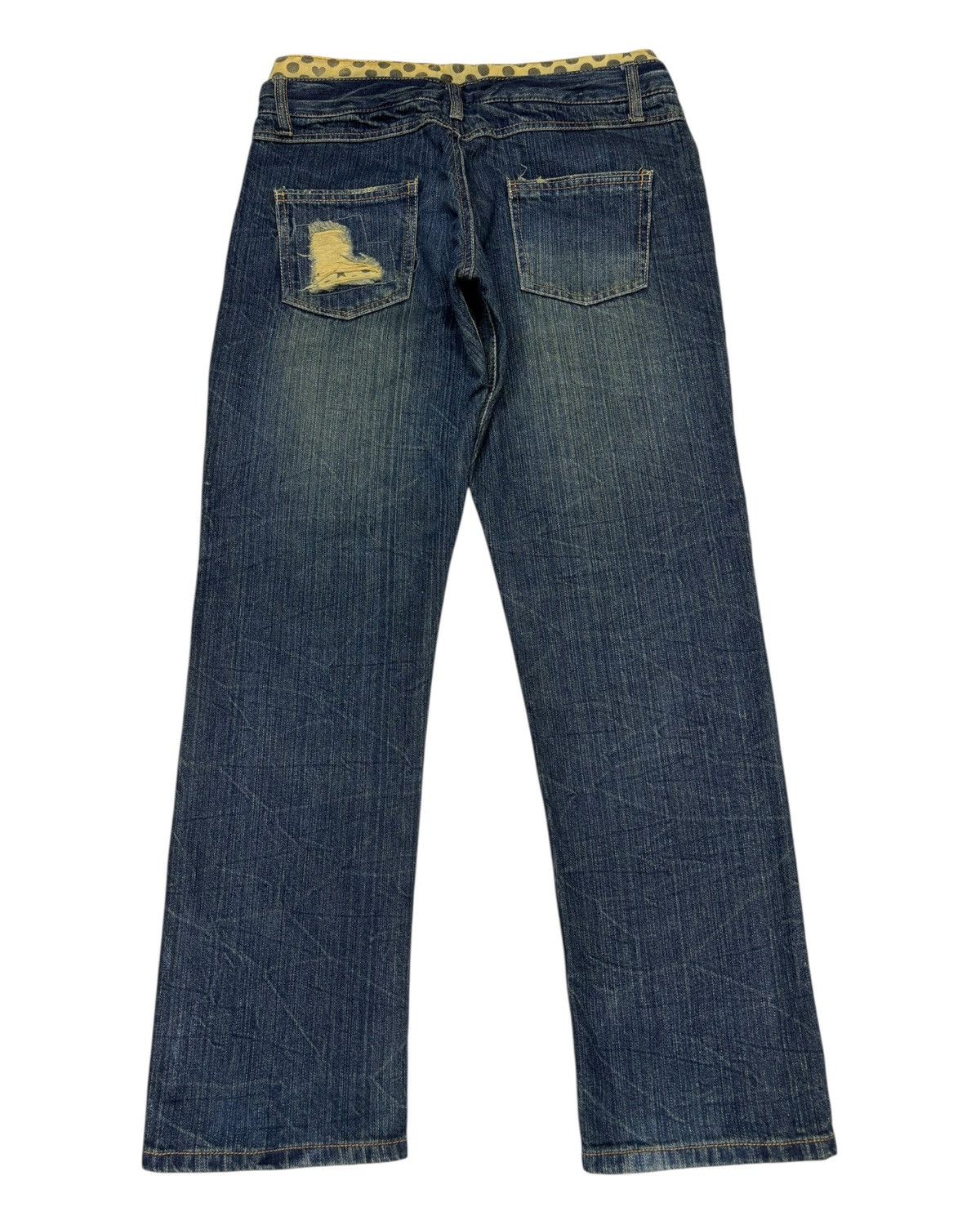 If Six Was Nine Vintage Double Waist Polkadot Mud Wash Distressed Denim Jean Size US 30 / EU 46 - 2 Thumbnail
