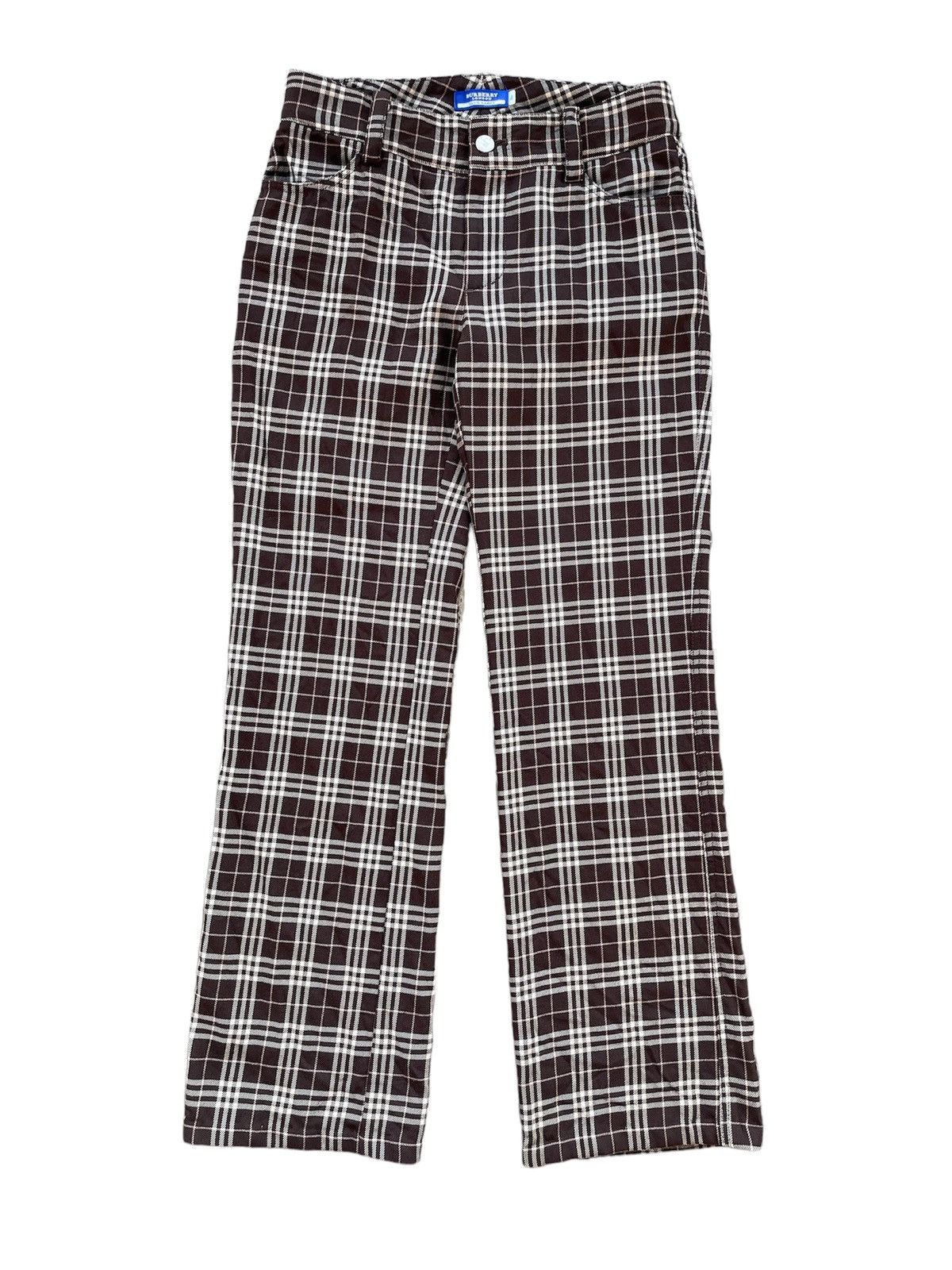 image of Burberry Plaid Flare Wool Pants, Men's (Size 28)