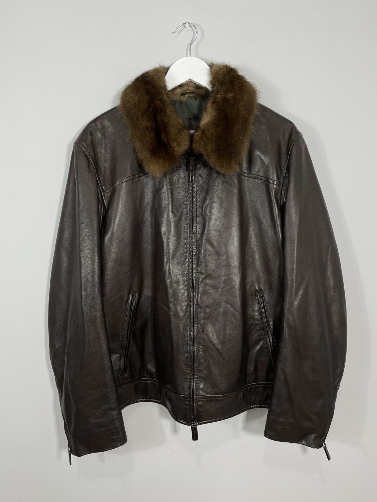 Bally Vintage BALLY Brown Soft Leather Jacket with Fur Collar Size US L / EU 52-54 / 3 - 1 Thumbnail
