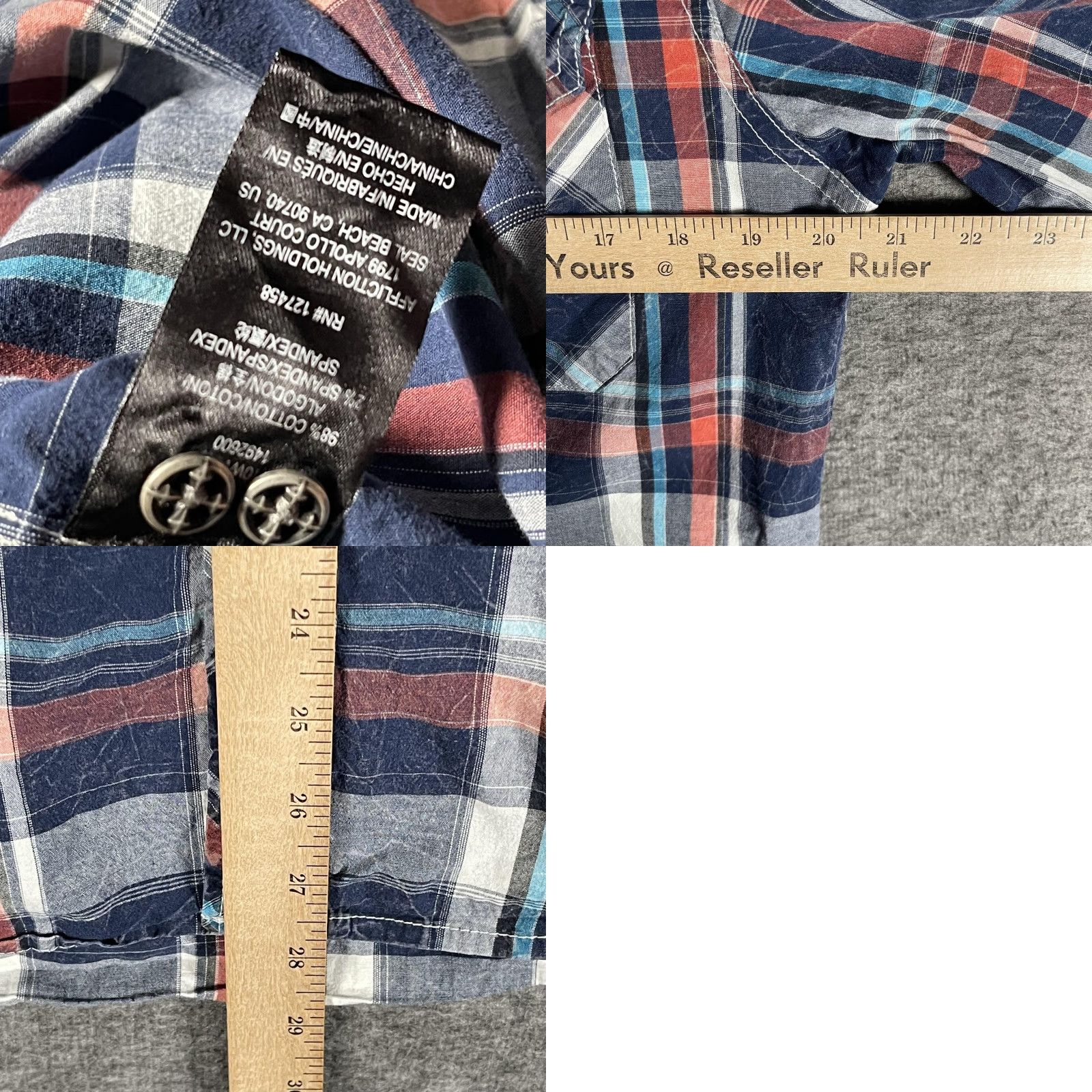 Affliction Affliction Shirt Mens M Blue Plaid Long Sleeve Western Biker Patch Casual Size US M / EU 48-50 / 2 - 8 Thumbnail