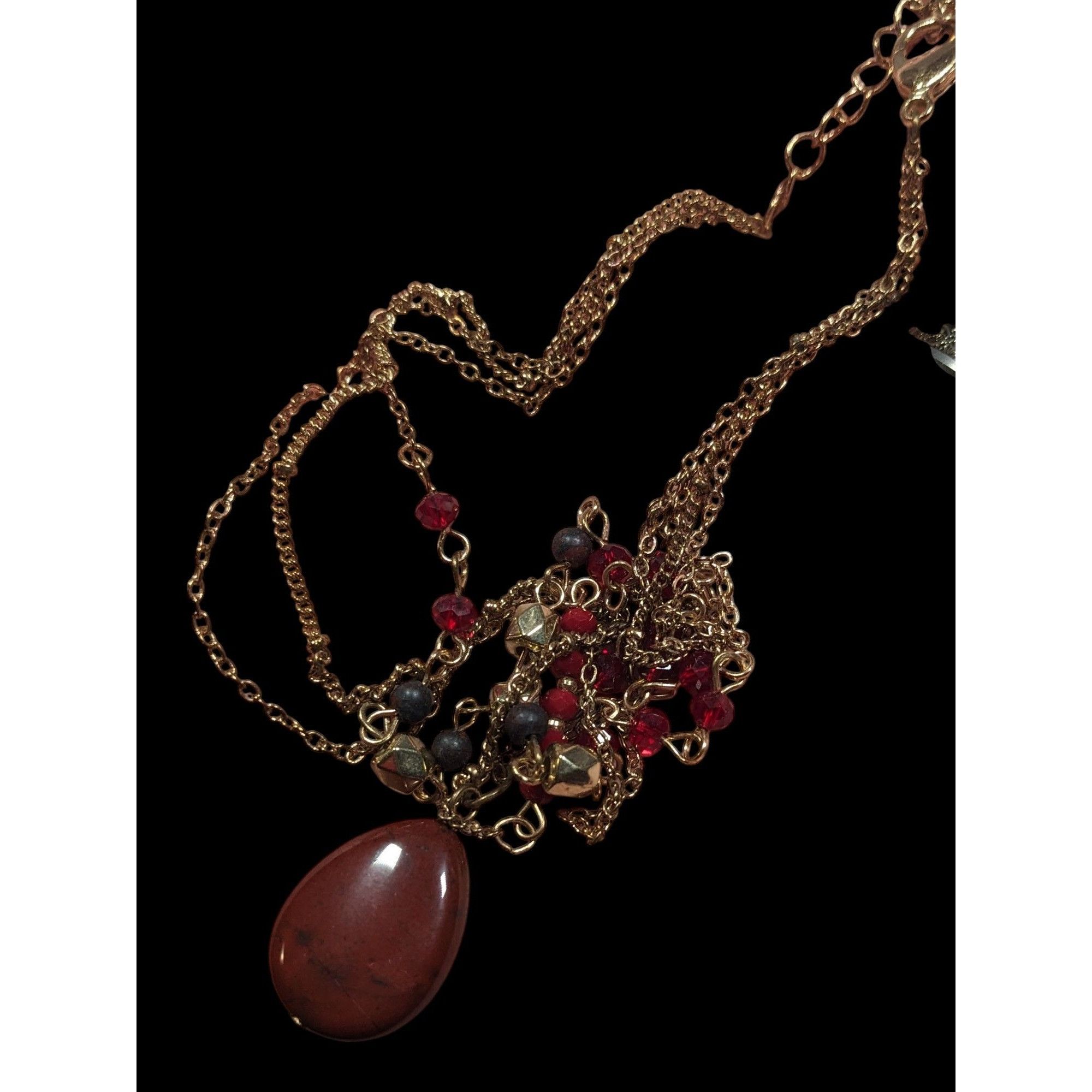 Other Retro Vampire Red And Gold Tone Layered Teardrop Necklace Size ONE SIZE - 3 Thumbnail