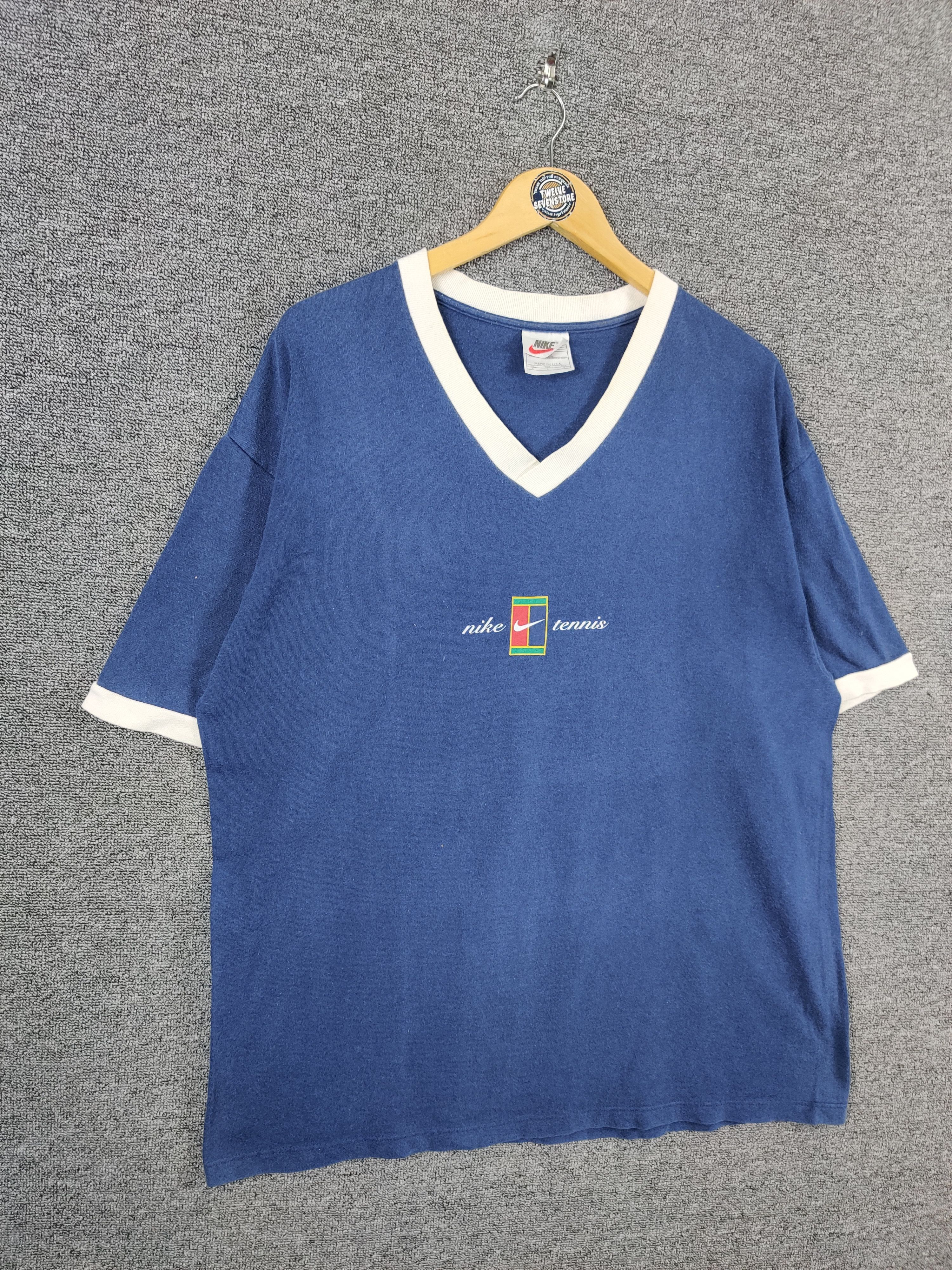 Nike Vintage 90's Nike Tennis Court V Neck Tee Tshirt Size US L / EU 52-54 / 3 - 6 Thumbnail