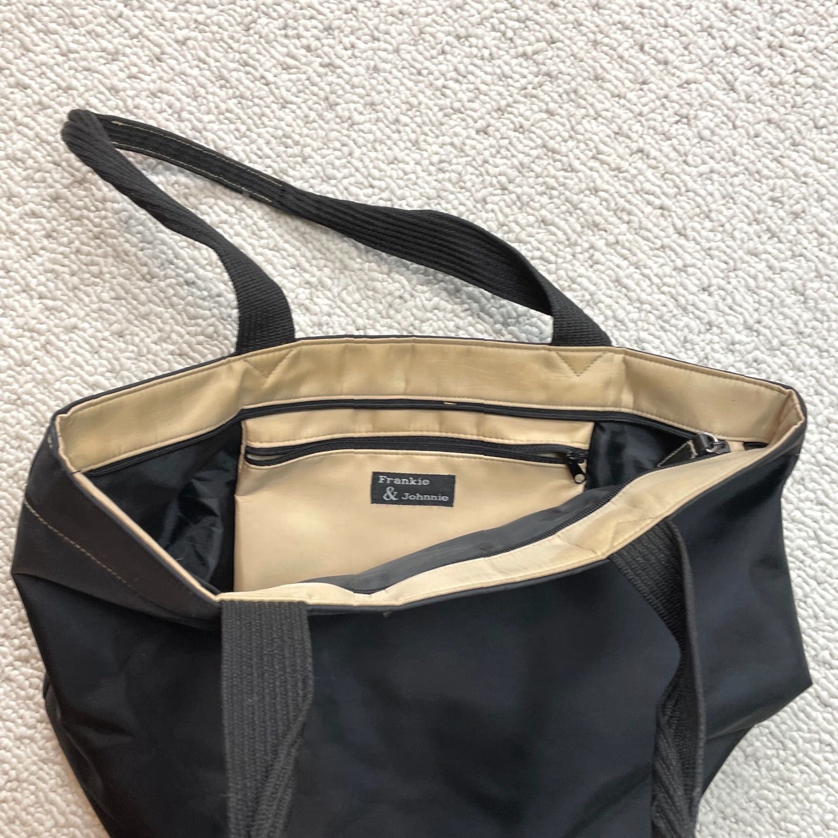 Vintage Frankie & Johnnie Hand Bag Top Handle Purse Black Nylon Lining Zip Pocket 12x17 Women Medium City Womens Size M / US 6-8 / IT 42-44 - 7 Thumbnail