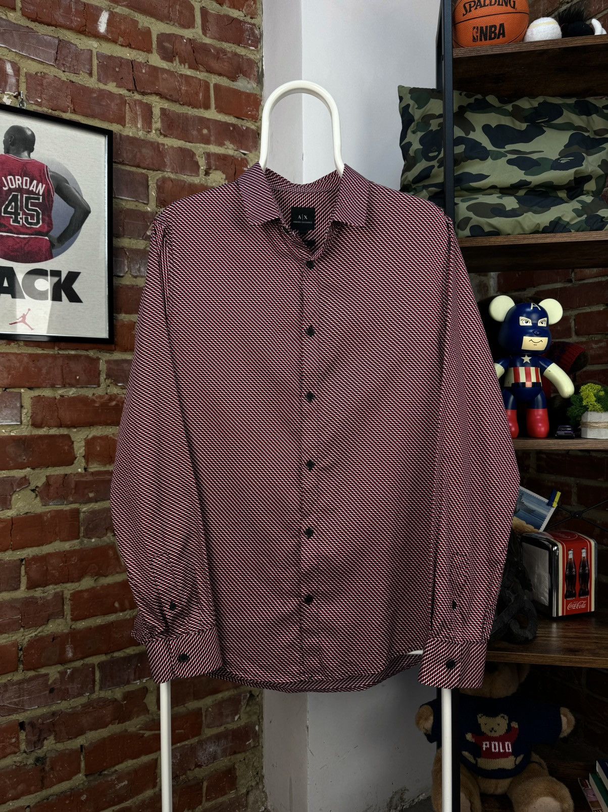 Armani Exchange × Designer ARMANI Exchange Printed Geometric Red Casual Shirt Size US M / EU 48-50 / 2 - 6 Thumbnail