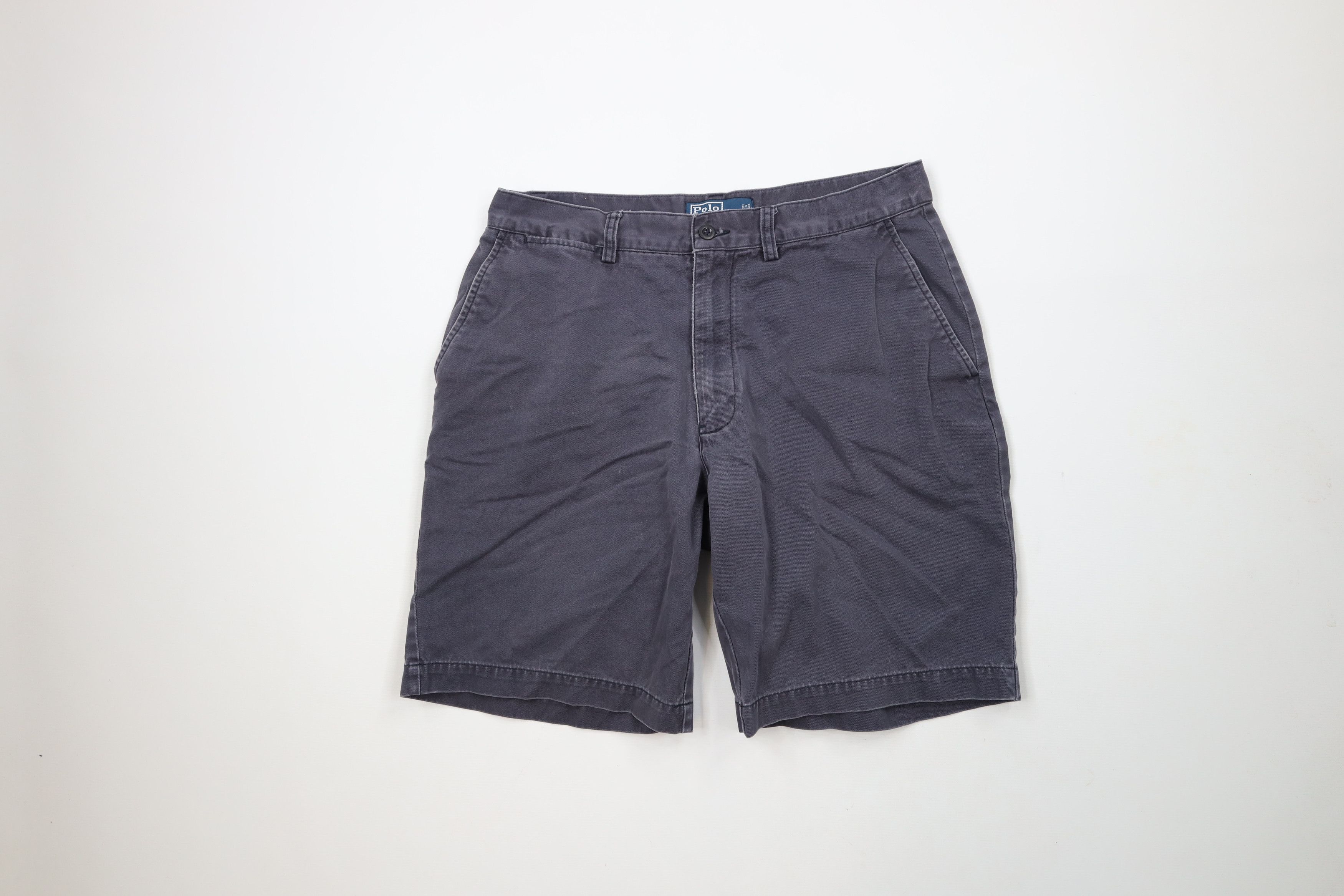 Ralph Lauren × Vintage Vintage 90s Ralph Lauren Spell Above Knee Chino Shorts Blue Size US 32 / EU 48 - 1 Thumbnail