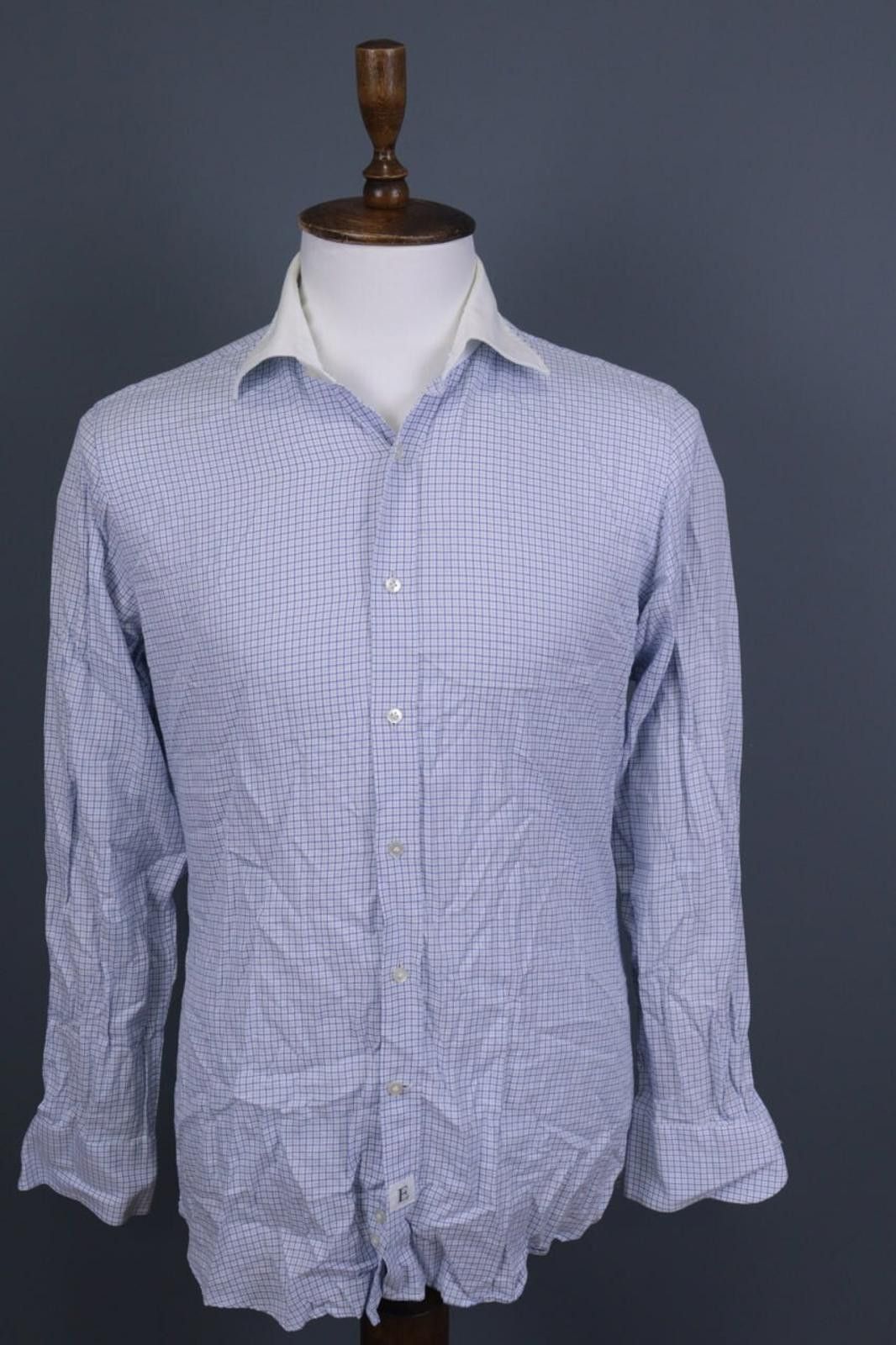 Emmett Emmett London Slim Fit Blue Check Printed Shirt Size M Size US M / EU 48-50 / 2 - 1 Thumbnail