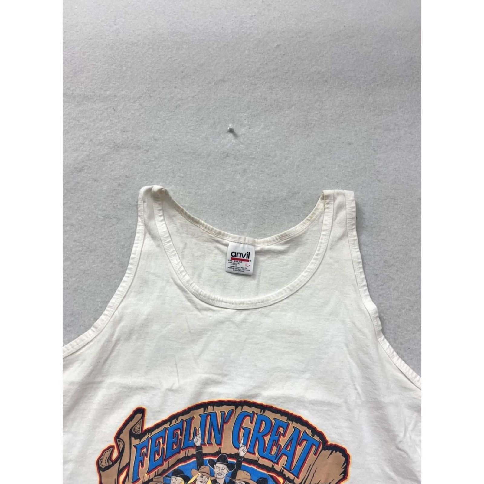 Anvil VINTAGE 1998 WF Fest Tank Top Anvil Mens L White Feelin Great #8876 Size US L / EU 52-54 / 3 - 6 Thumbnail