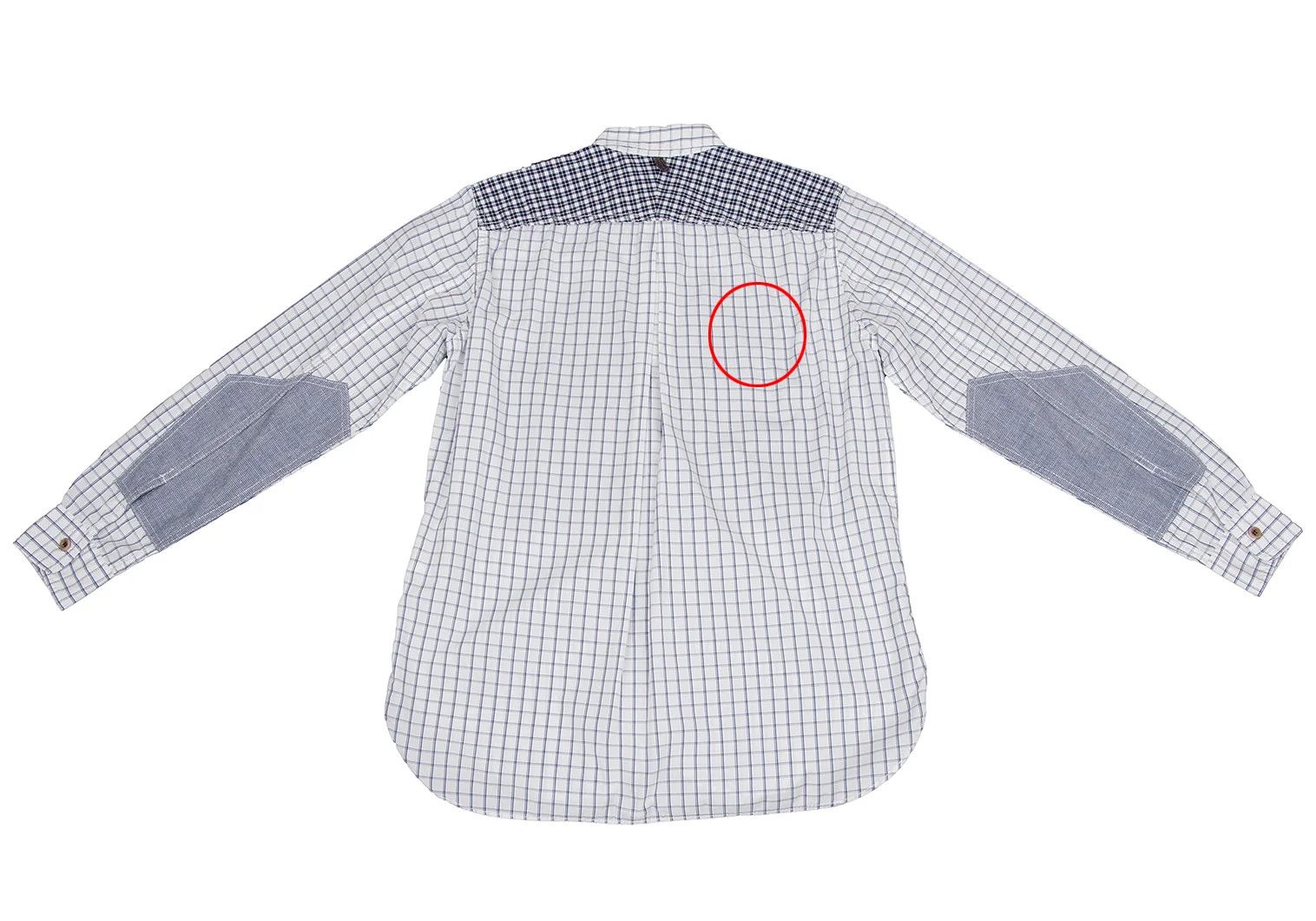 Junya Watanabe Patch Design Round Hem Check Button-Down Shirt White/Navy XS Size US XS / EU 42 / 0 - 12 Thumbnail