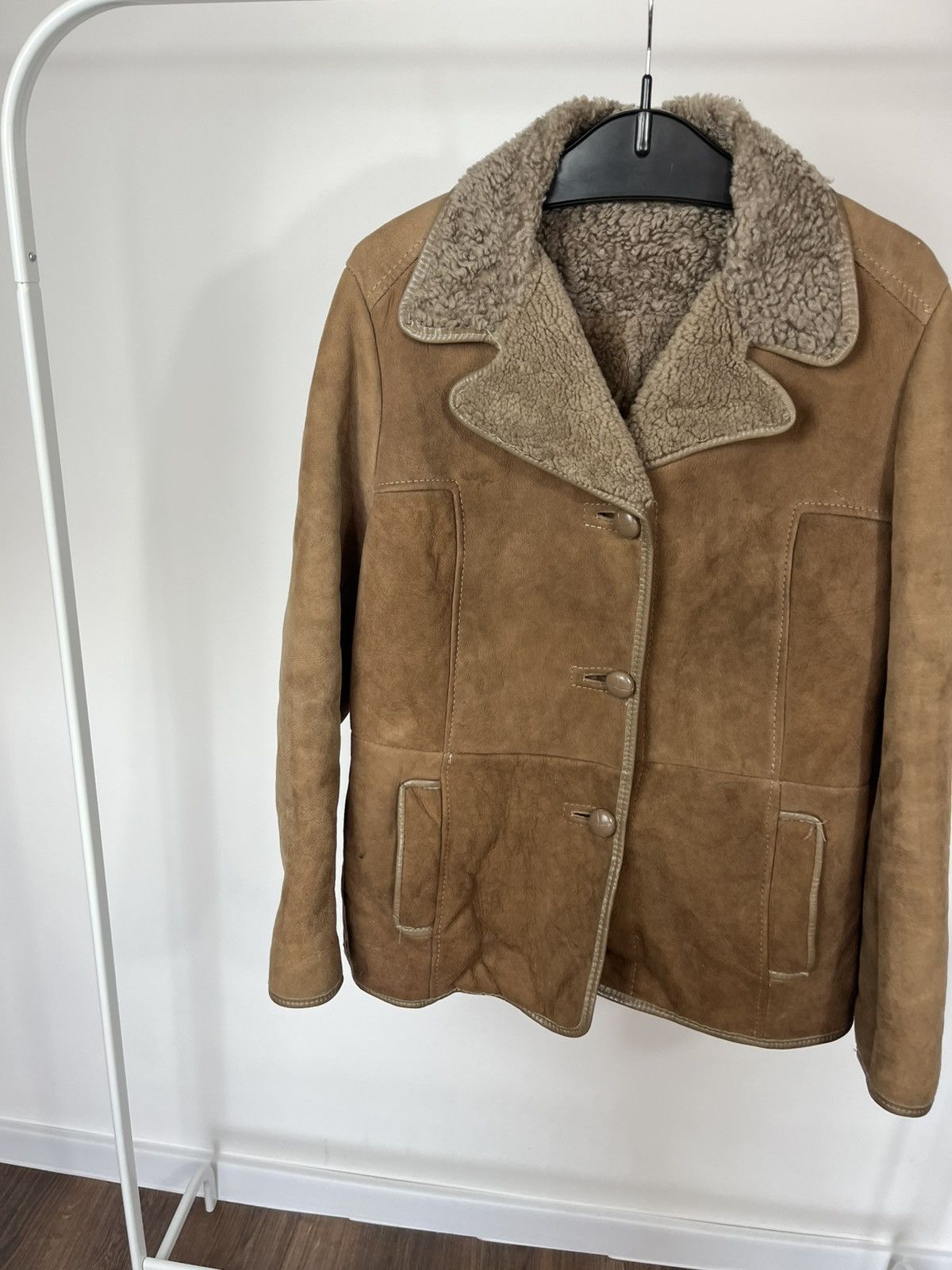 Other Vintage Shearling Sheepskin Coat Brown Real Fur Jacket UK Size M / US 6-8 / IT 42-44 - 2 Thumbnail