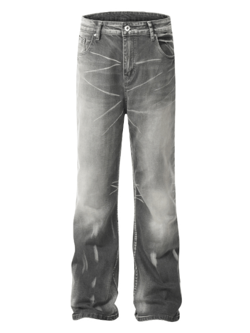 Japanese Brand × Jean Distressed washed American loose flared wide-leg jeans Size US 32 / EU 48 - 5 Thumbnail