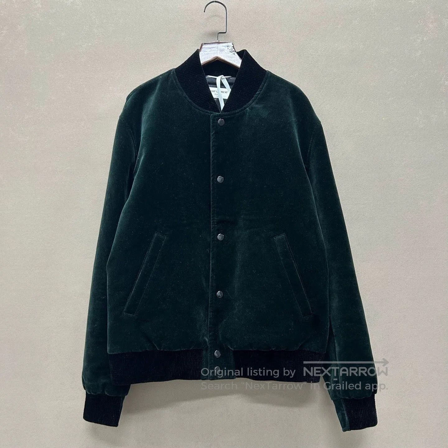 saint laurent dark green cotton bomber jacket.