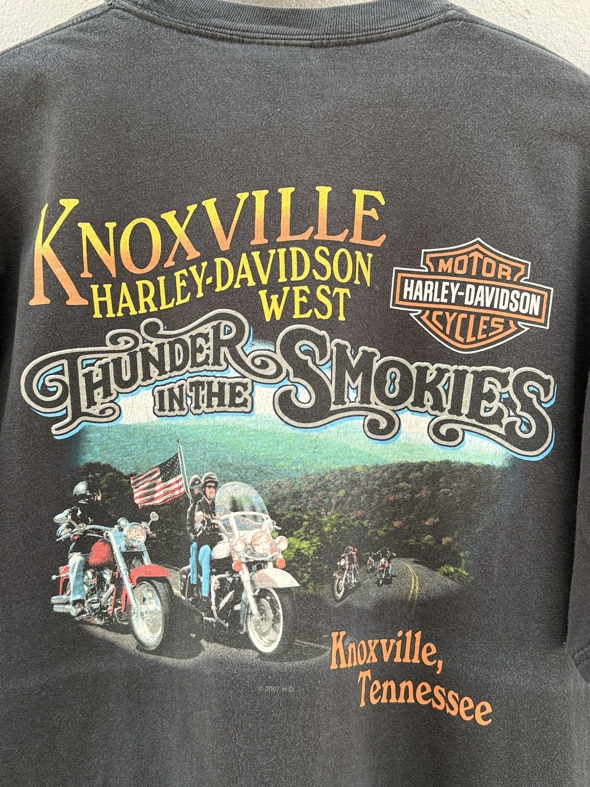Harley Davidson Thrashed Vintage Harley Davidson Thunder In The Smokies Tee Size US XL / EU 56 / 4 - 2 Thumbnail