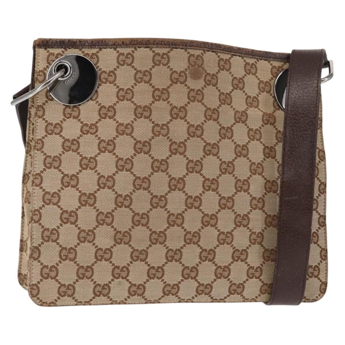 Gucci GUCCI GG Canvas Shoulder Bag Beige Silver Size ONE SIZE - 1 Thumbnail