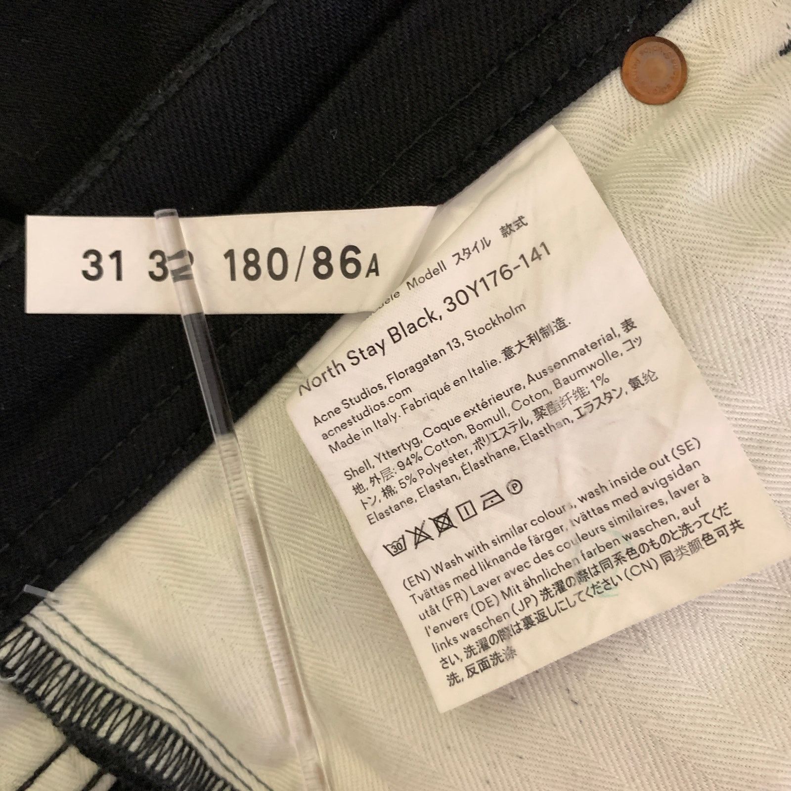 Acne Studios ACNE Size 31 Black Cotton Slim Fit Jeans Size US 31 - 5 Thumbnail