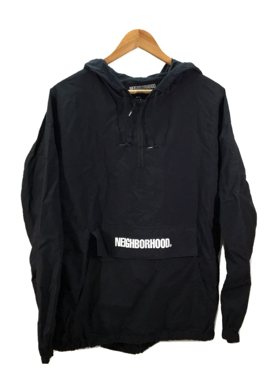 Jacket Nylon Logo Print Hooded Rubber Hemline Black
