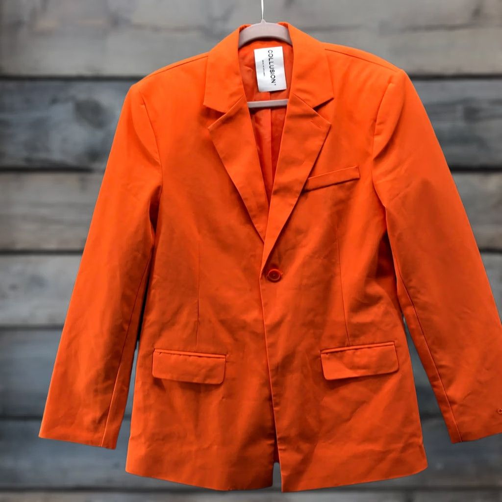 Asos VINTAGE Asos Collusion Oversized Blazer Womens 0 Orange Boyfriend Lightweight One Button Size XS / US 0-2 / IT 36-38 - 1 Thumbnail