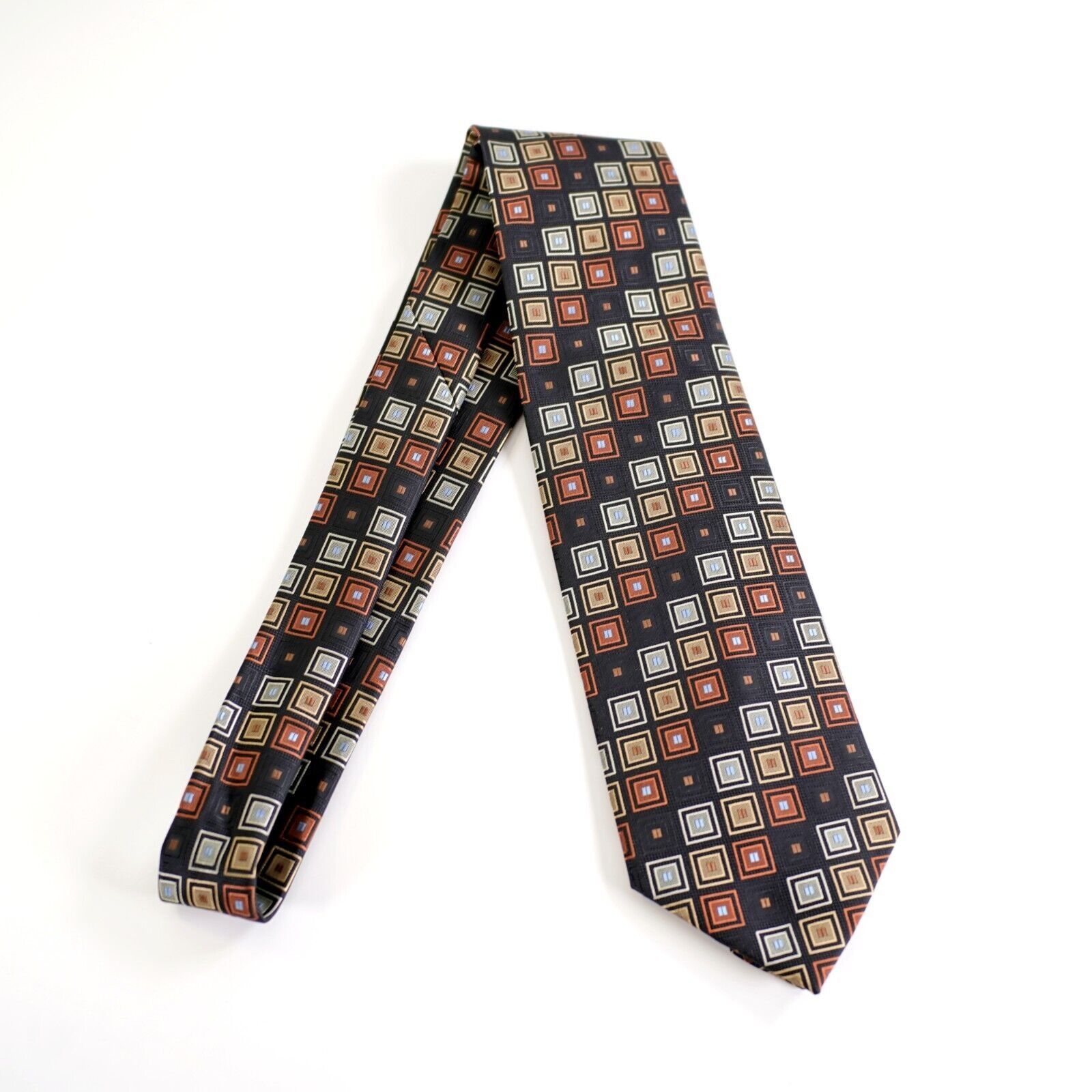 Vintage Chereskin Black Tan Brown Geometric Polyester Short Tie Size ONE SIZE - 6 Thumbnail