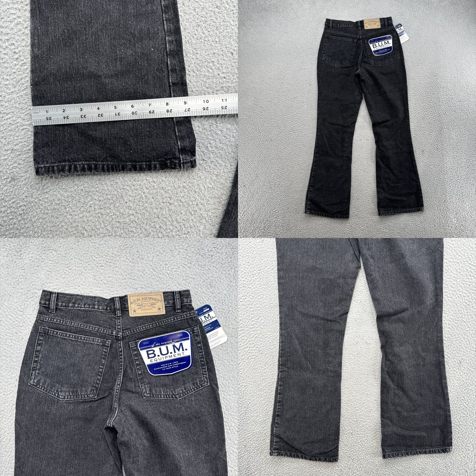 Vintage VINTAGE B.U.M. Equipment Jeans Women’s Junior Size 7 Black Denim 100% Cotton Straight Leg High Rise 90s Pockets Womens Size 28" / US 6 / IT 42 - 8 Thumbnail