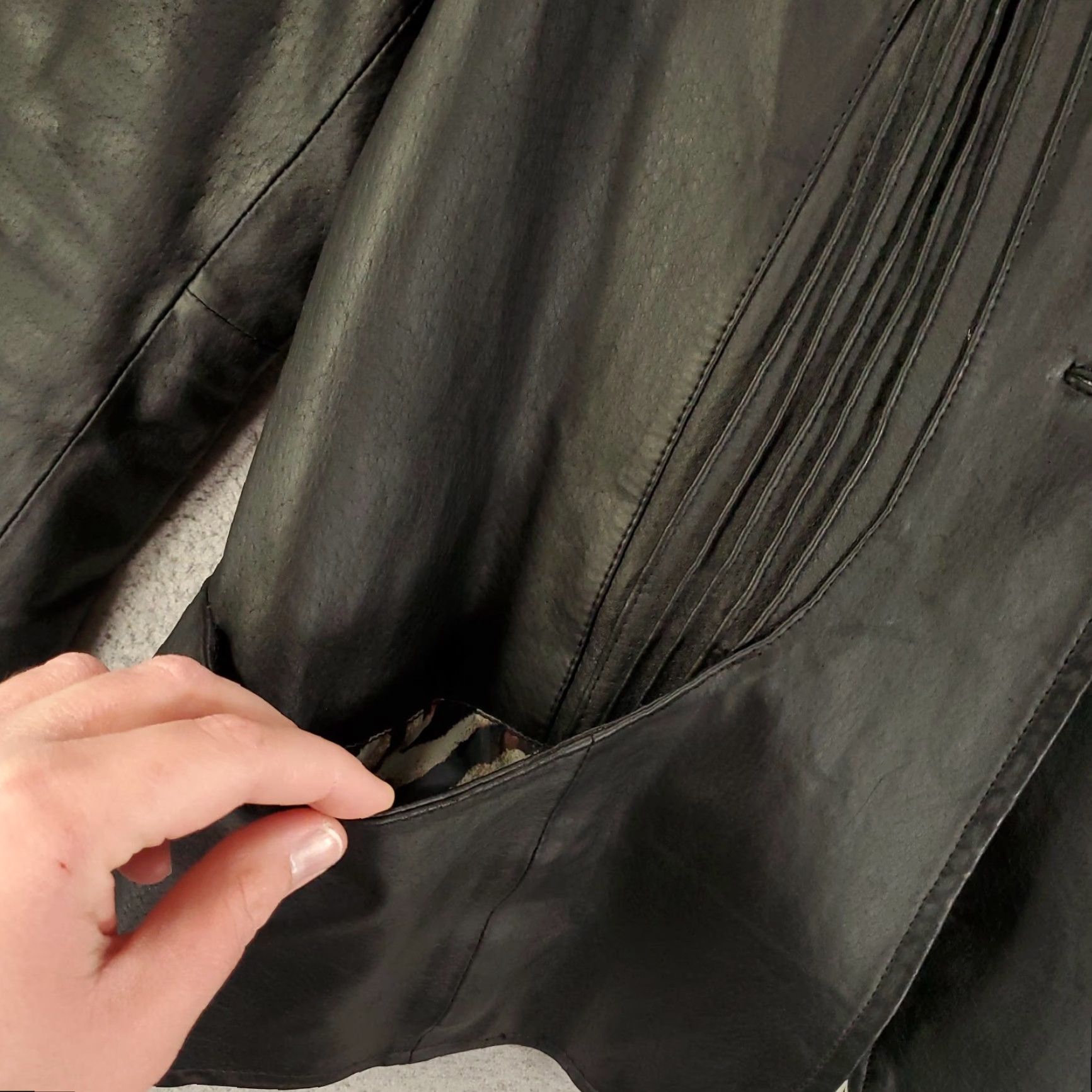 Denim & Co. Denim & Co. Jacket Womens Large Black Leather Blazer Mid-Length Lined Pockets Zipper Casual Size L / US 10 / IT 46 - 6 Thumbnail