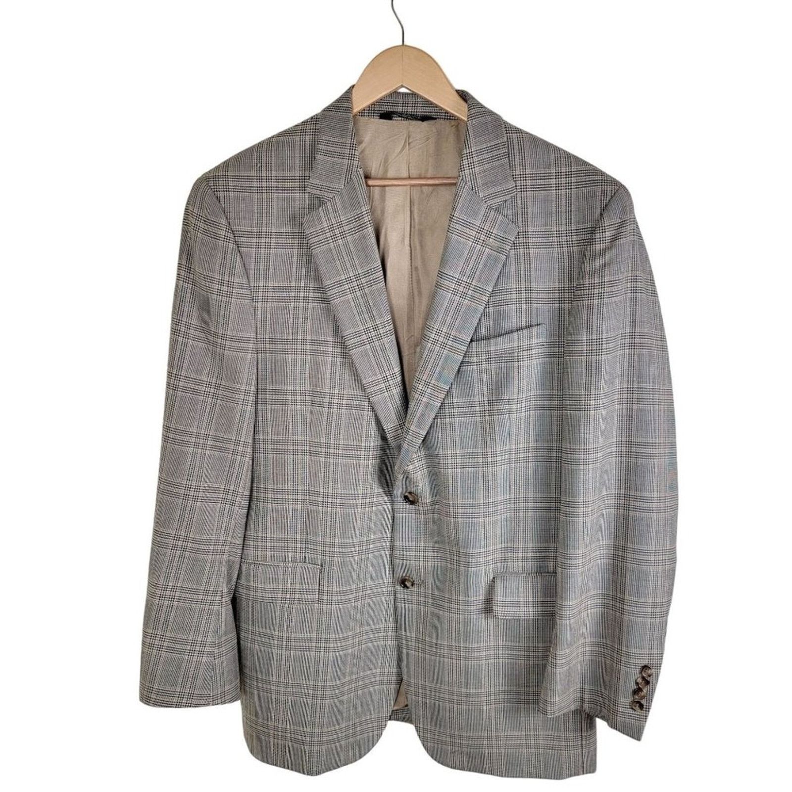 Jos. A. Bank Jos. A Bank Mens Wool Plaid Suit Blazer Sportcoat size 44L Size 44L - 1 Thumbnail